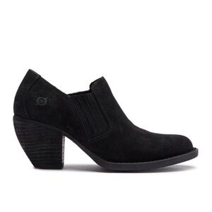 Born Fredrika Booties Black Suede Western Heeled Ankle Boots Size 6